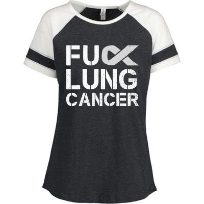 Fuck Lung Cancer Awareness Month Support Ribbon Warrior Enza Ladies Jersey Colorblock Tee