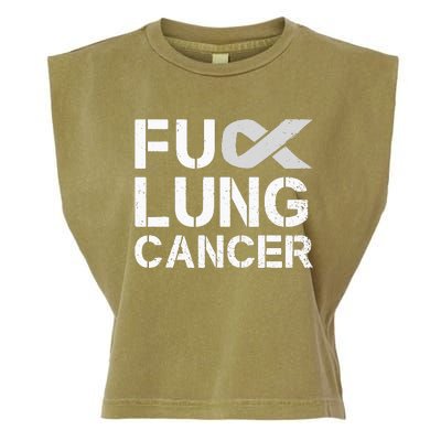 Fuck Lung Cancer Awareness Month Support Ribbon Warrior Garment-Dyed Women's Muscle Tee