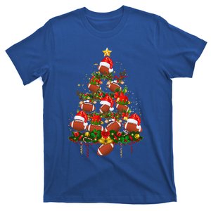 Football Lover Christmas Tree Lights Santa Hat Football Xmas T-Shirt