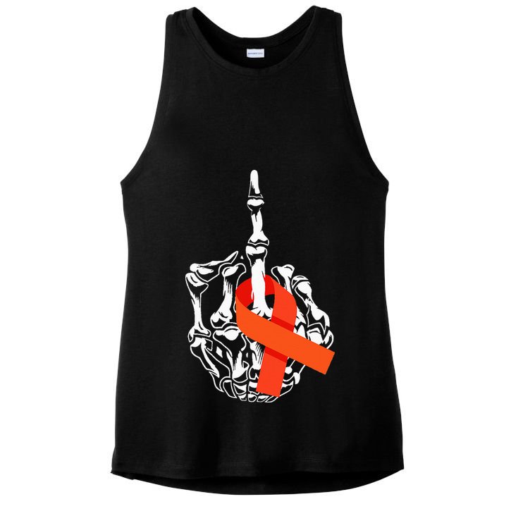 Fuck Leukemia Cancer Middle Finger Leukemia Cancer Awareness Ladies PosiCharge Tri-Blend Wicking Tank