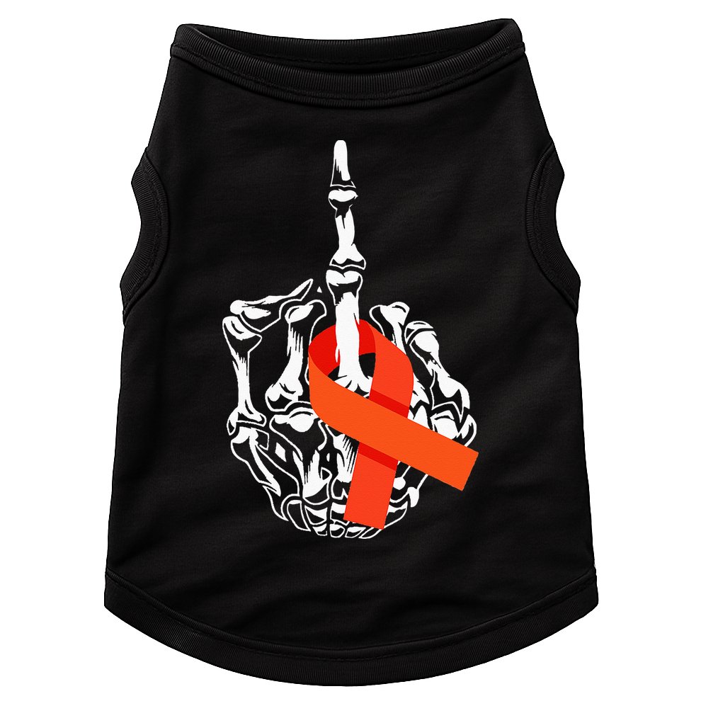 Fuck Leukemia Cancer Middle Finger Leukemia Cancer Awareness Doggie Tank