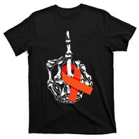 Fuck Leukemia Cancer Middle Finger Leukemia Cancer Awareness T-Shirt