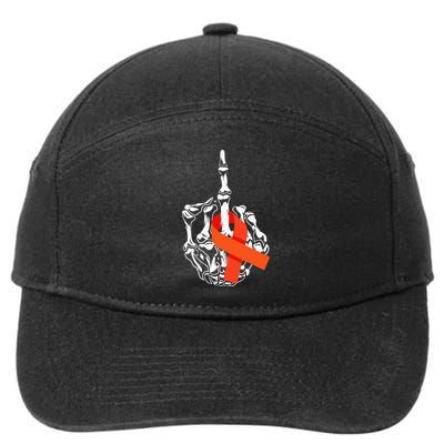 Fuck Leukemia Cancer Middle Finger Leukemia Cancer Awareness 7-Panel Snapback Hat
