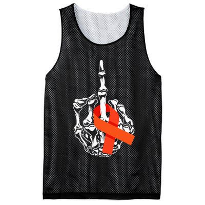 Fuck Leukemia Cancer Middle Finger Leukemia Cancer Awareness Mesh Reversible Basketball Jersey Tank