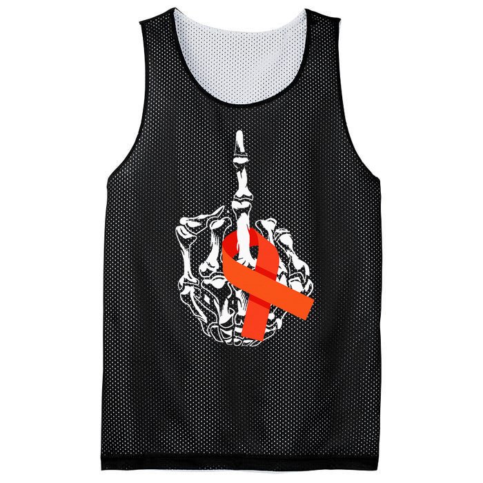 Fuck Leukemia Cancer Middle Finger Leukemia Cancer Awareness Mesh Reversible Basketball Jersey Tank