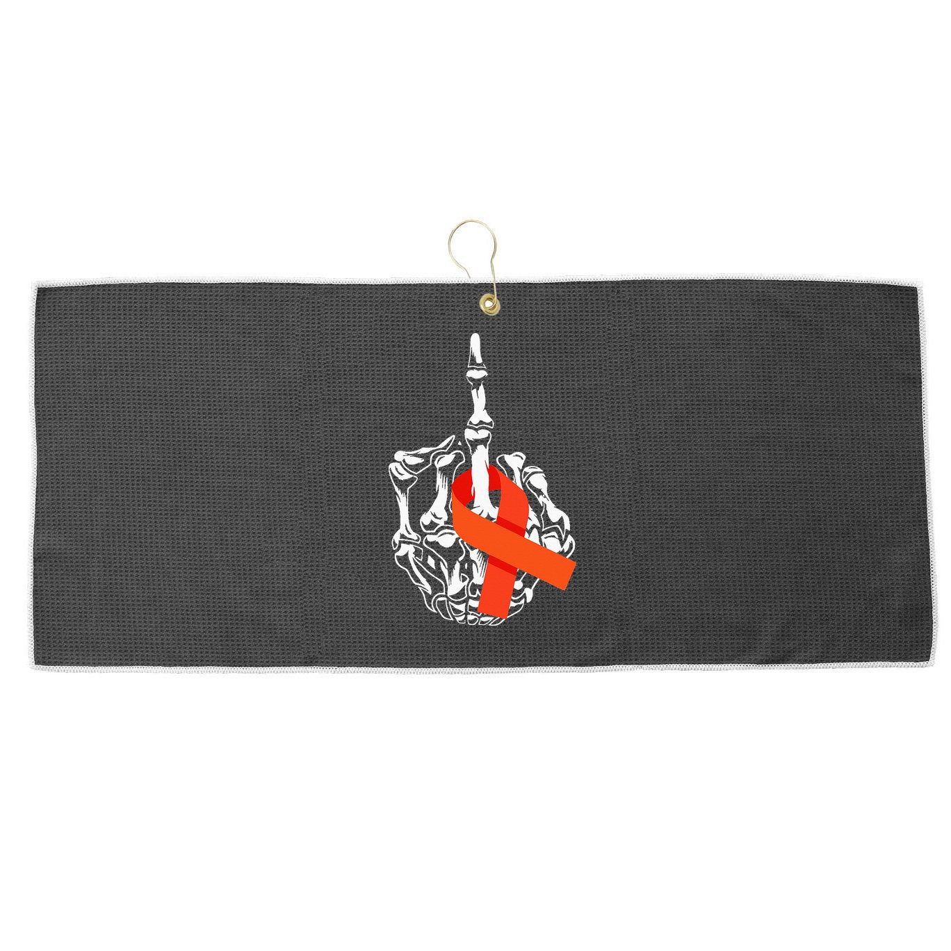Fuck Leukemia Cancer Middle Finger Leukemia Cancer Awareness Large Microfiber Waffle Golf Towel