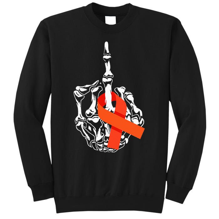 Fuck Leukemia Cancer Middle Finger Leukemia Cancer Awareness Tall Sweatshirt