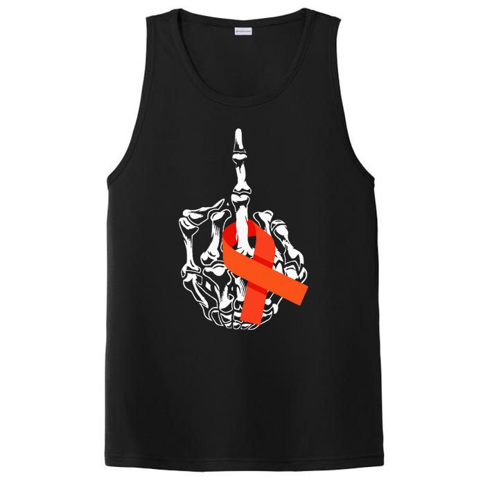 Fuck Leukemia Cancer Middle Finger Leukemia Cancer Awareness PosiCharge Competitor Tank