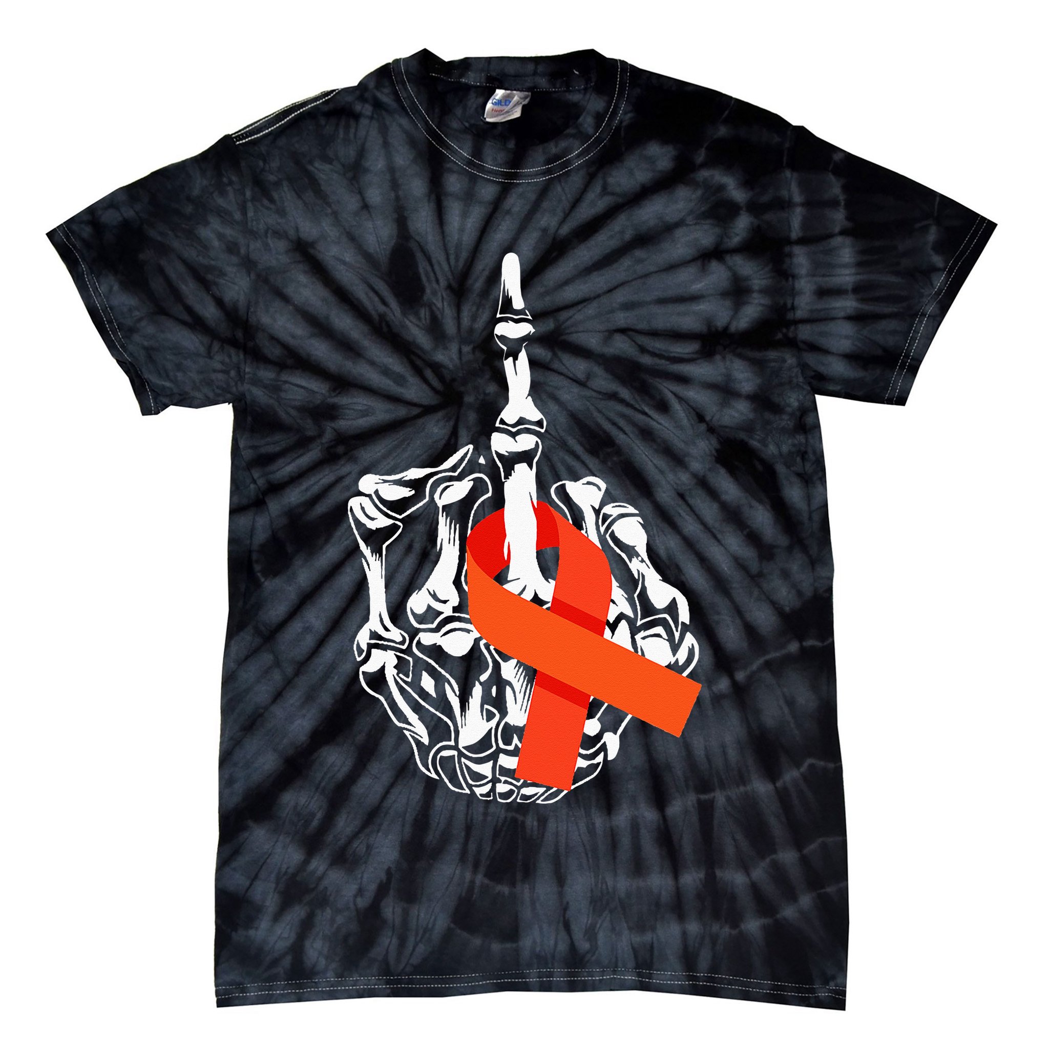 Fuck Leukemia Cancer Middle Finger Leukemia Cancer Awareness Tie-Dye T-Shirt