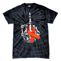 Fuck Leukemia Cancer Middle Finger Leukemia Cancer Awareness Tie-Dye T-Shirt