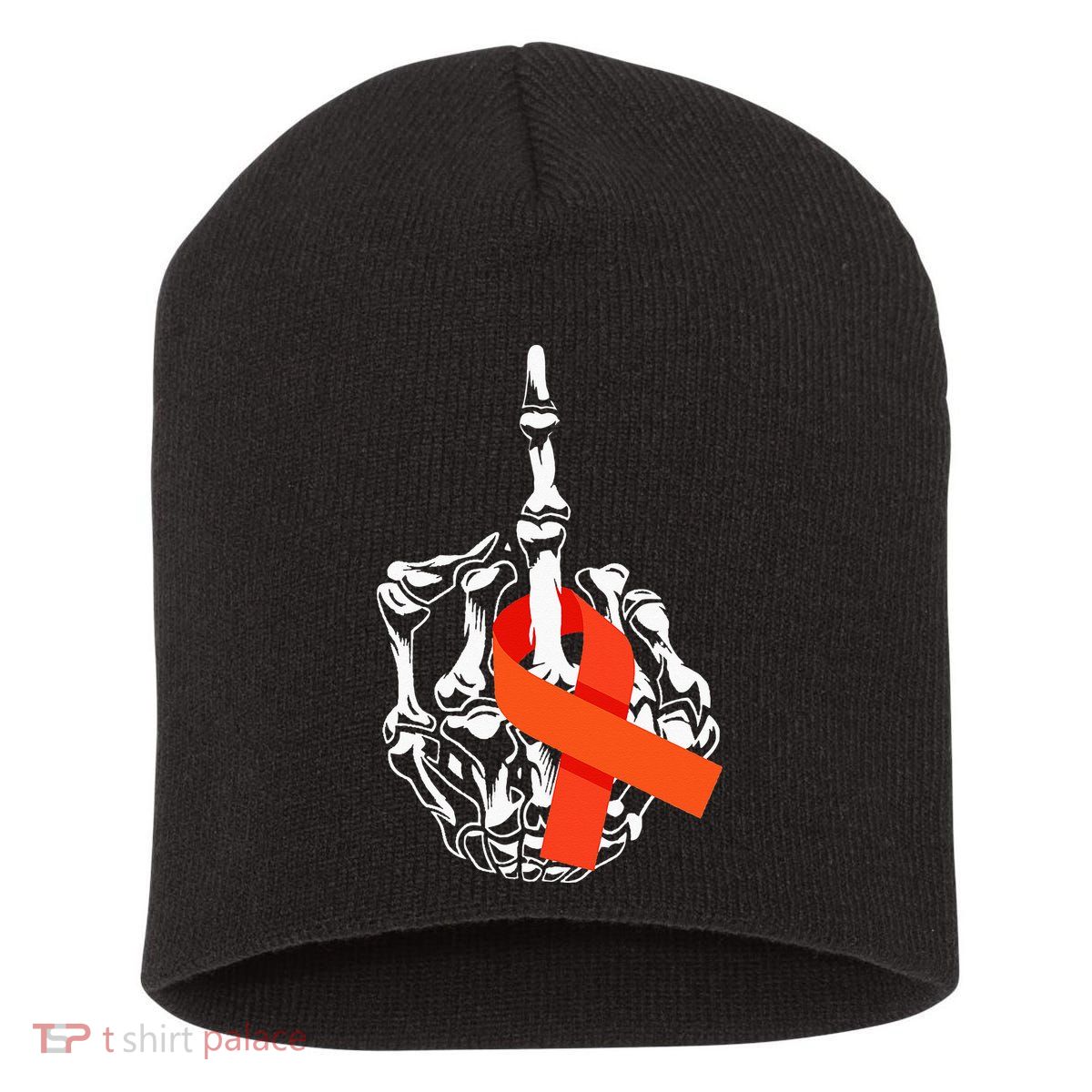 Fuck Leukemia Cancer Middle Finger Leukemia Cancer Awareness Short Acrylic Beanie