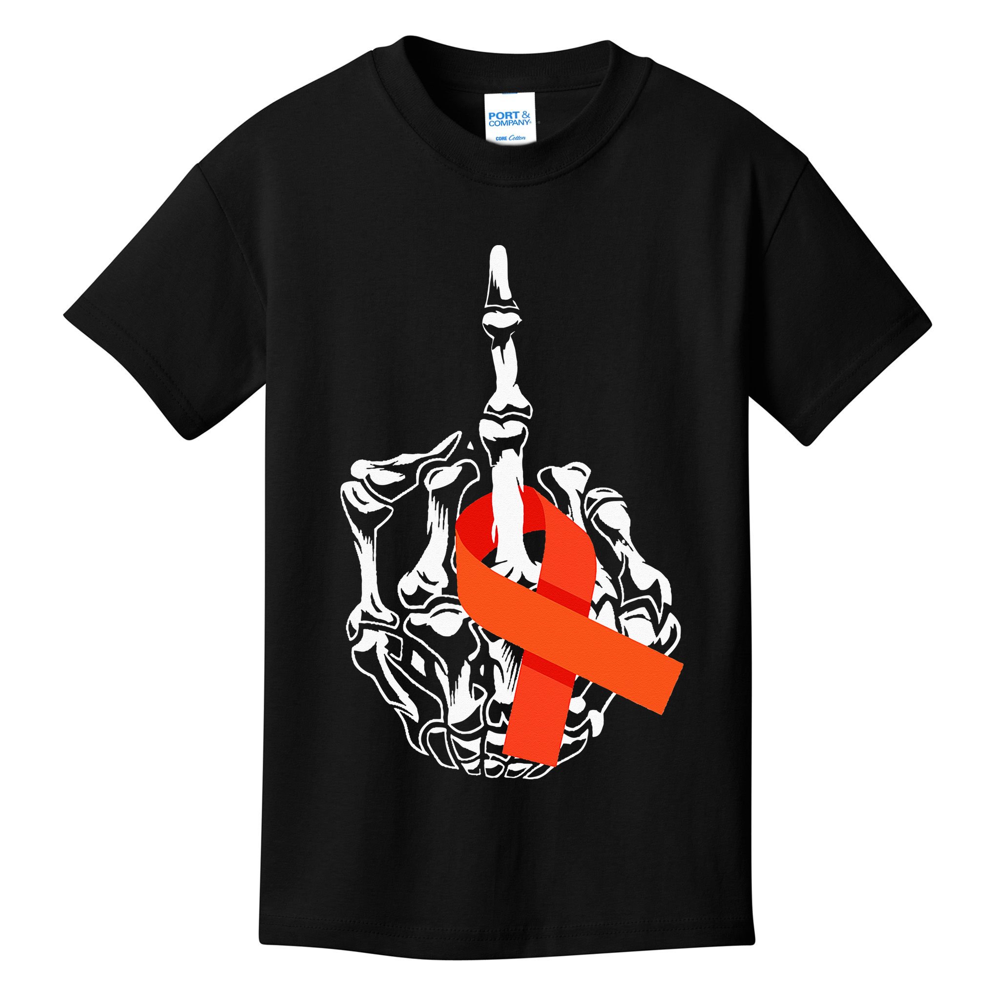 Fuck Leukemia Cancer Middle Finger Leukemia Cancer Awareness Kids T-Shirt