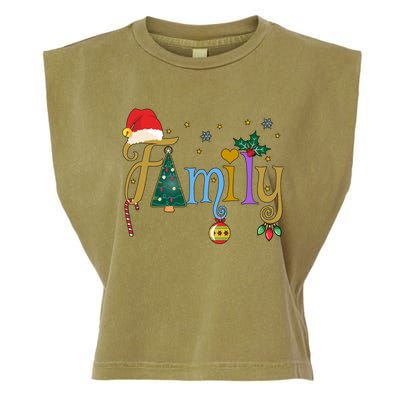 Family Letters Christmas Style Love My Family Christmas Gift Garment-Dyed Women's Muscle Tee