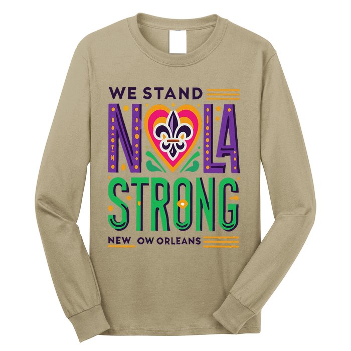 Funny Louisiana Culture T Vintag We Stand Nola Strong Appare Long Sleeve Shirt