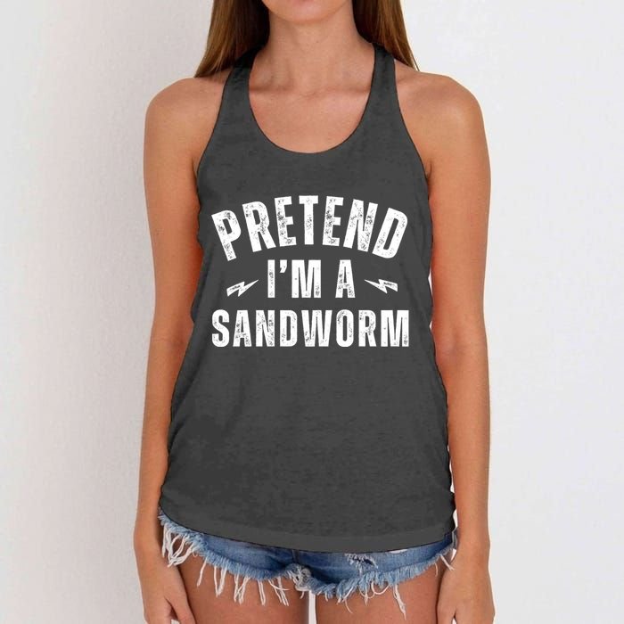 Funny Lazy Costume Last Minute Pretend IM A Sandworm Women's Knotted Racerback Tank