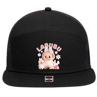 Funny Labubu Cute Labubu The Monsters Meme 7 Panel Mesh Trucker Snapback Hat