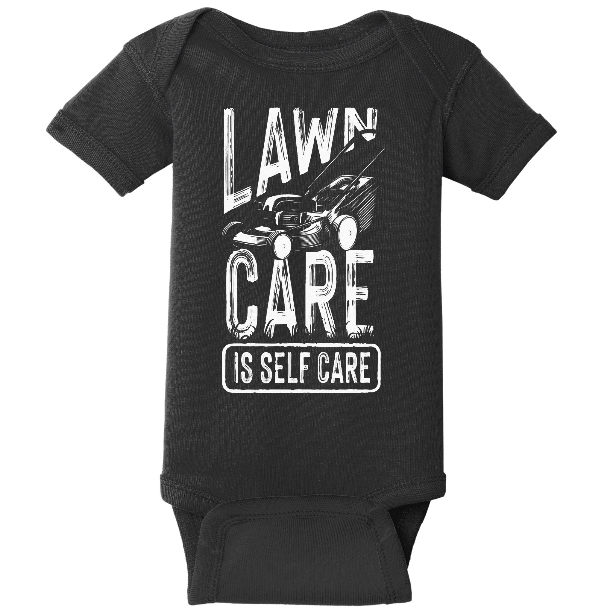 Funny Lawn Care Self Care Dad Lawn Mowing Joke Baby Bodysuit