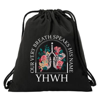 Floral Lung Christian Our Very Breath Speaks His Name Yhwh Drawstring Bag
