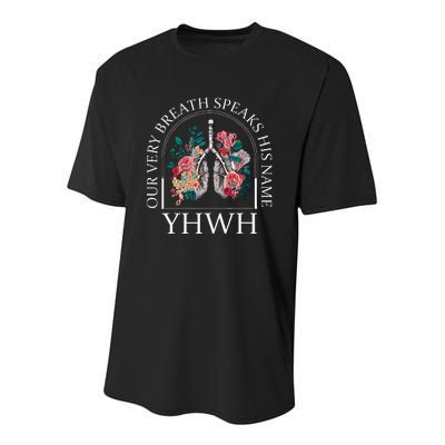 Floral Lung Christian Our Very Breath Speaks His Name Yhwh Youth Performance Sprint T-Shirt