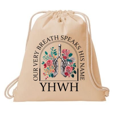 Floral Lung Christian Our Very Breath Speaks His Name Yhwh Drawstring Bag