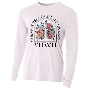 Floral Lung Christian Our Very Breath Speaks His Name Yhwh Cooling Performance Long Sleeve Crew