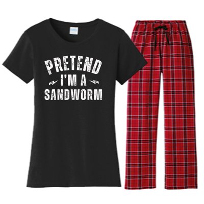 Funny Lazy Costume Last Minute Pretend IM A Sandworm Women's Flannel Pajama Set