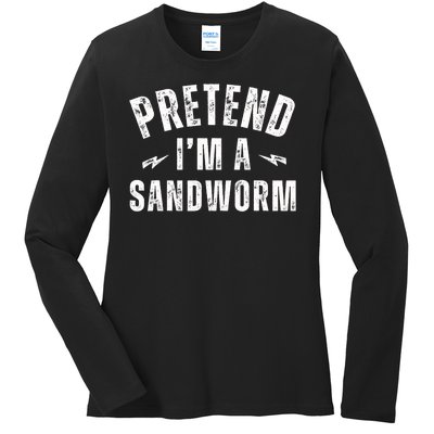 Funny Lazy Costume Last Minute Pretend IM A Sandworm Ladies Long Sleeve Shirt