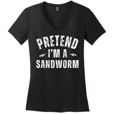 Funny Lazy Costume Last Minute Pretend IM A Sandworm Women's V-Neck T-Shirt