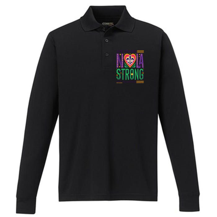 Funny Louisiana Culture T Vintag We Stand Nola Strong Appare Performance Long Sleeve Polo