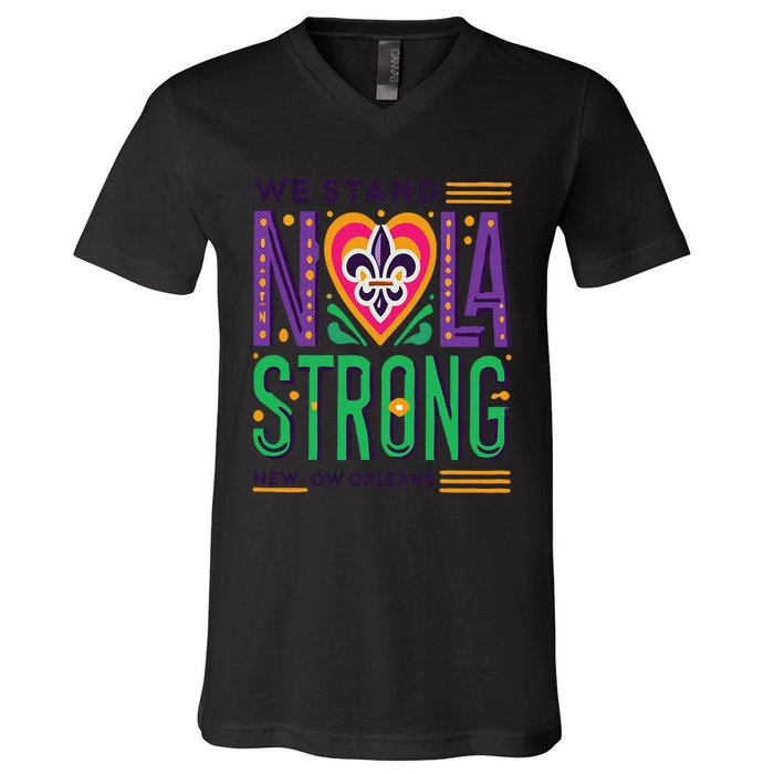 Funny Louisiana Culture T Vintag We Stand Nola Strong Appare V-Neck T-Shirt