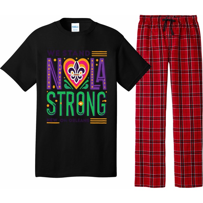 Funny Louisiana Culture T Vintag We Stand Nola Strong Appare Pajama Set