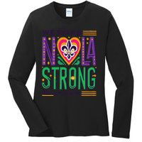 Funny Louisiana Culture T Vintag We Stand Nola Strong Appare Ladies Long Sleeve Shirt