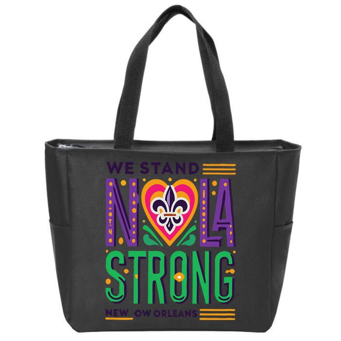 Funny Louisiana Culture T Vintag We Stand Nola Strong Appare Zip Tote Bag