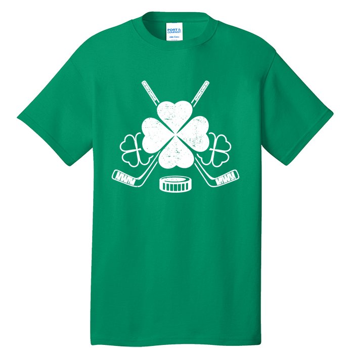 Four Leaf Clover Ice Hockey Player St Patricks Day Irish Meaningful Gift Tall T-Shirt