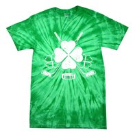 Four Leaf Clover Ice Hockey Player St Patricks Day Irish Meaningful Gift Tie-Dye T-Shirt