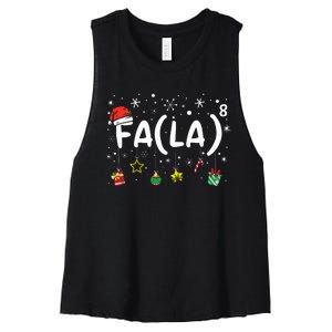 FA (LA)8 Christmas Santa Fa La Math Teacher  Women's Racerback Cropped Tank