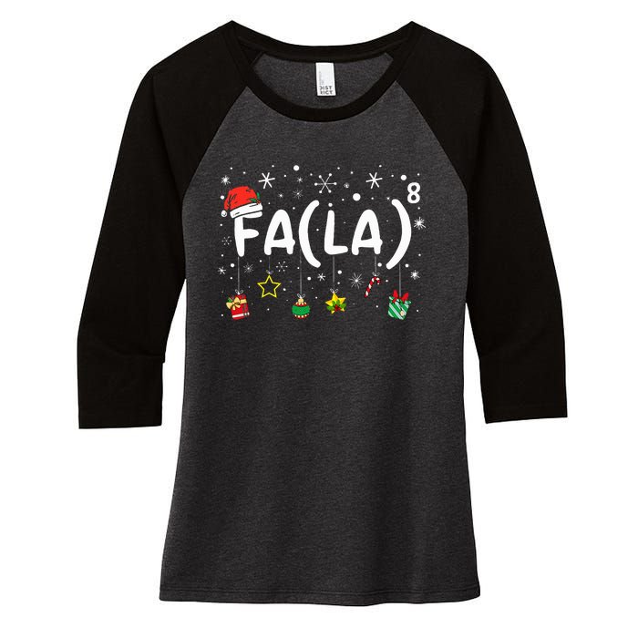 FA (LA)8 Christmas Santa Fa La Math Teacher  Women's Tri-Blend 3/4-Sleeve Raglan Shirt