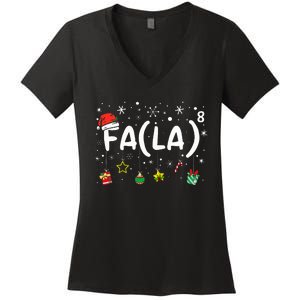 FA (LA)8 Christmas Santa Fa La Math Teacher  Women's V-Neck T-Shirt