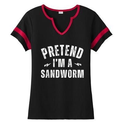 Funny Lazy Costume Last Minute Pretend IM A Sandworm Ladies Halftime Notch Neck Tee