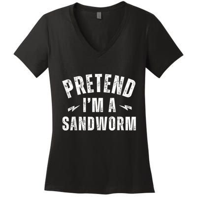 Funny Lazy Costume Last Minute Pretend IM A Sandworm Women's V-Neck T-Shirt