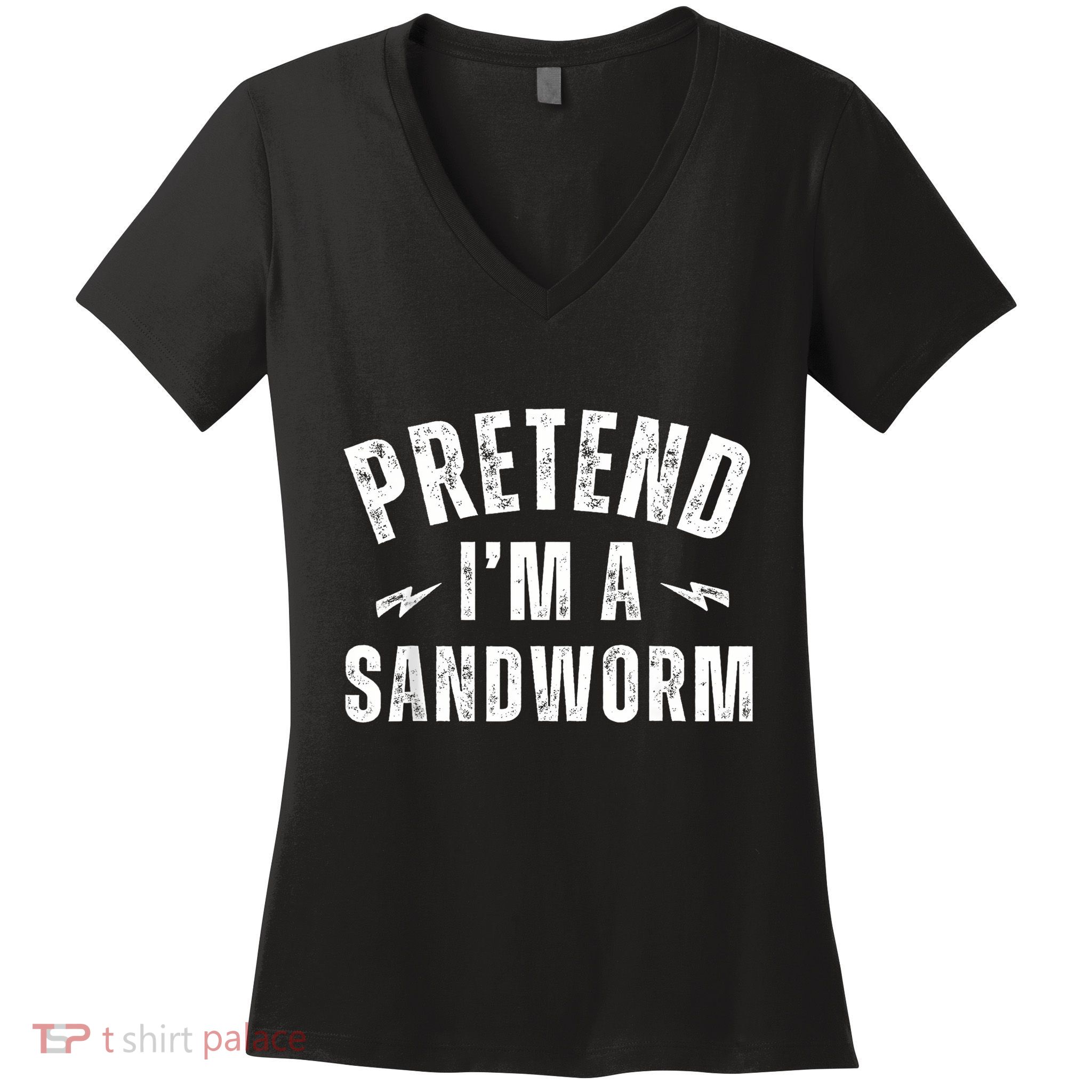 Funny Lazy Costume Last Minute Pretend IM A Sandworm Women's V-Neck T-Shirt
