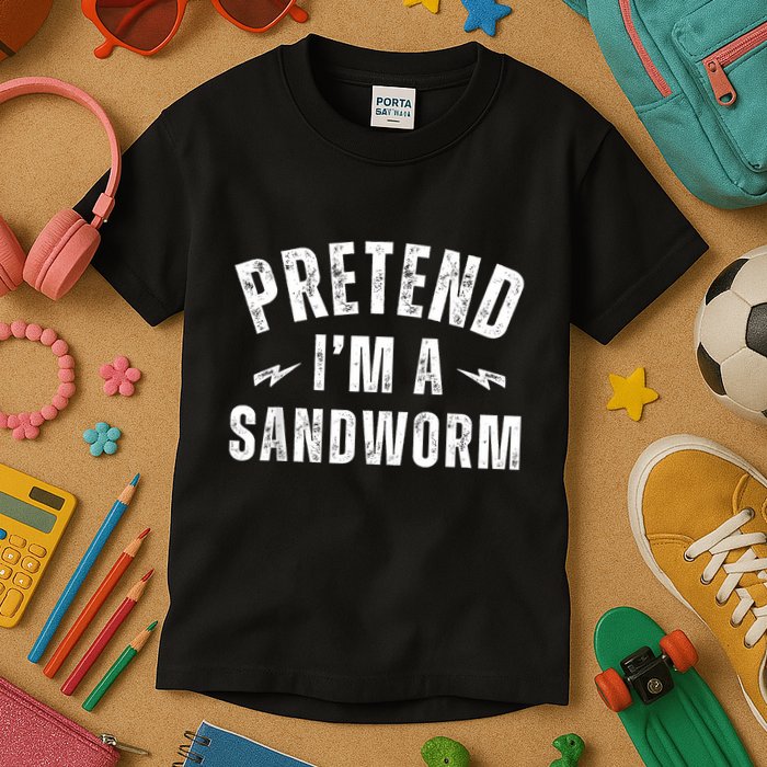 Funny Lazy Costume Last Minute Pretend IM A Sandworm Kids T-Shirt