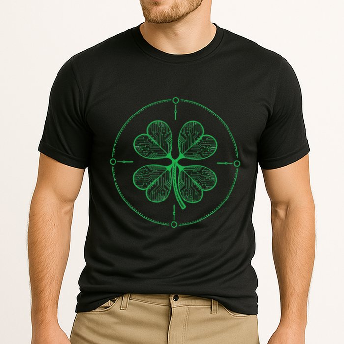 Four Leaf Clover Blueprint Engineer St Patrick Day Architect Cooling Performance Crew T-Shirt