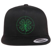 Four Leaf Clover Blueprint Engineer St Patrick Day Architect Flat Bill Trucker Hat