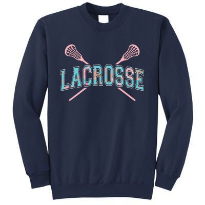 Floral Lacrosse Crossed Sticks LAX Girly Teal Pink Head Sweatshirt