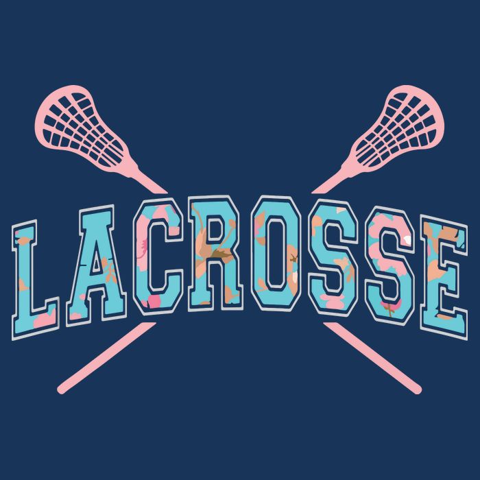 Floral Lacrosse Crossed Sticks LAX Girly Teal Pink Head T-Shirt