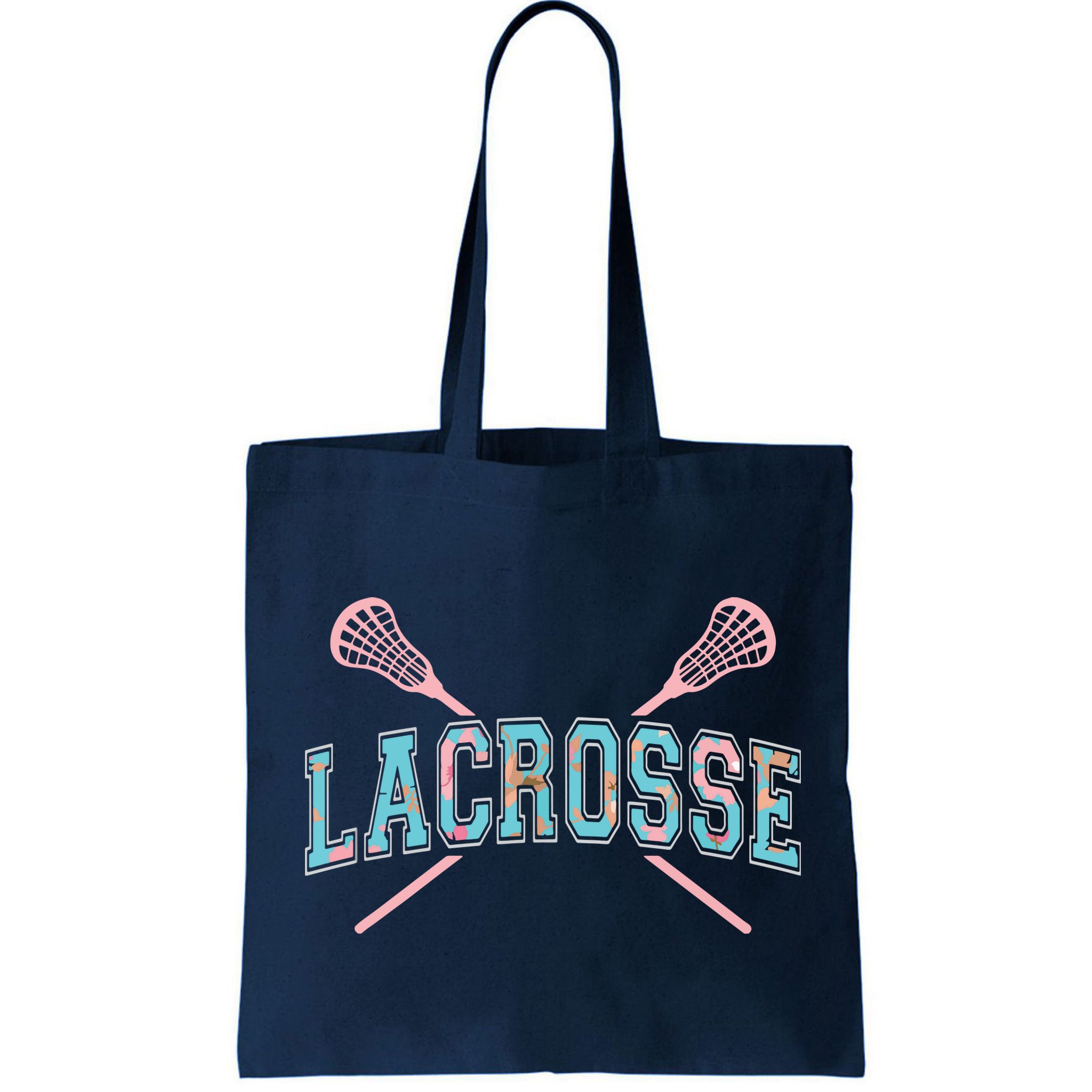 Floral Lacrosse Crossed Sticks LAX Girly Teal Pink Head Bag