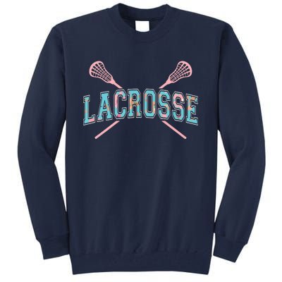 Floral Lacrosse Crossed Sticks LAX Girly Teal Pink Head Tall Sweatshirt