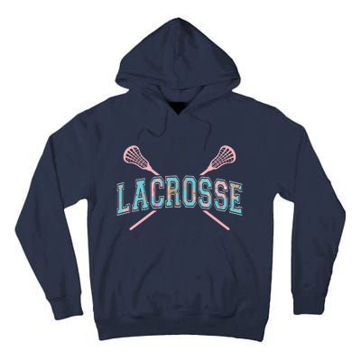 Floral Lacrosse Crossed Sticks LAX Girly Teal Pink Head Tall Hoodie