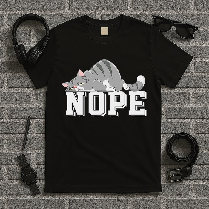 Funny Lazy Cat Nope Not Today Cat T-Shirt